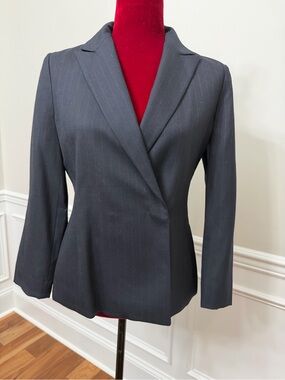 it MICHAA Korean Designer Navy Pinstripe Wool Blazer Jacket Tailored